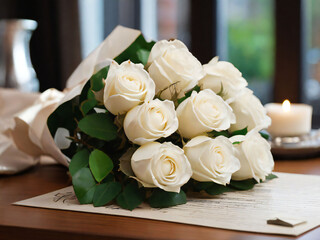 bouquet of white roses for father's day