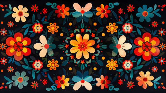 kaleidoscope of geometric flower pattern