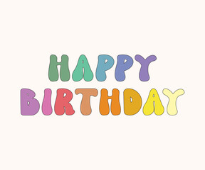 Happy Birthday - cute hand drawn colorful lettering postcard, Birthday party time - banner, label, greeting card