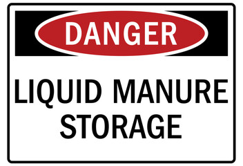 Farm safety sign liquid manure storage