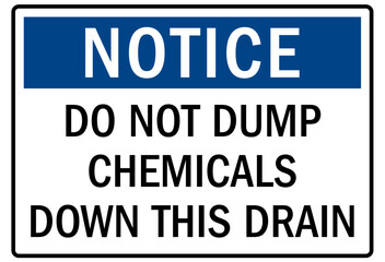 Farm safety sign do not dump chemicals down this drain