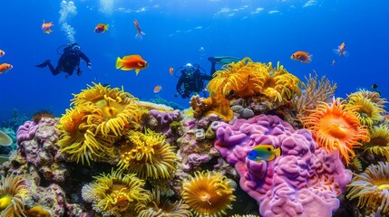 Fototapeta na wymiar Diving the Great Barrier Reef, vibrant marine life, underwater beauty