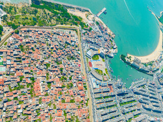 Aerial photography of the ancient city of Chongwu in Hui'an County, Quanzhou, Fujian, China