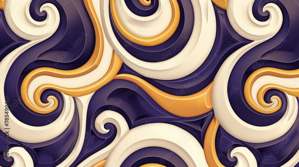 Poster continually repeating abstract background with curls. vintage seamless pattern