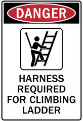 ladder safety sign hardness required for climbing ladder