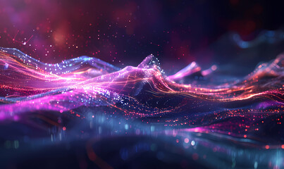 Futuristic digital waves abstract background with glowing particles, cyber technology, and dynamic wave patterns for modern computer-generated techno designs and sci-fi concepts