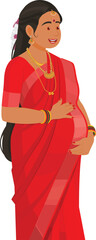 Indian pregnant woman, Concept for pregnancy. Indian woman in traditional saree.