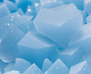 Abstract ice background. Blue background with cristals on the ice surface