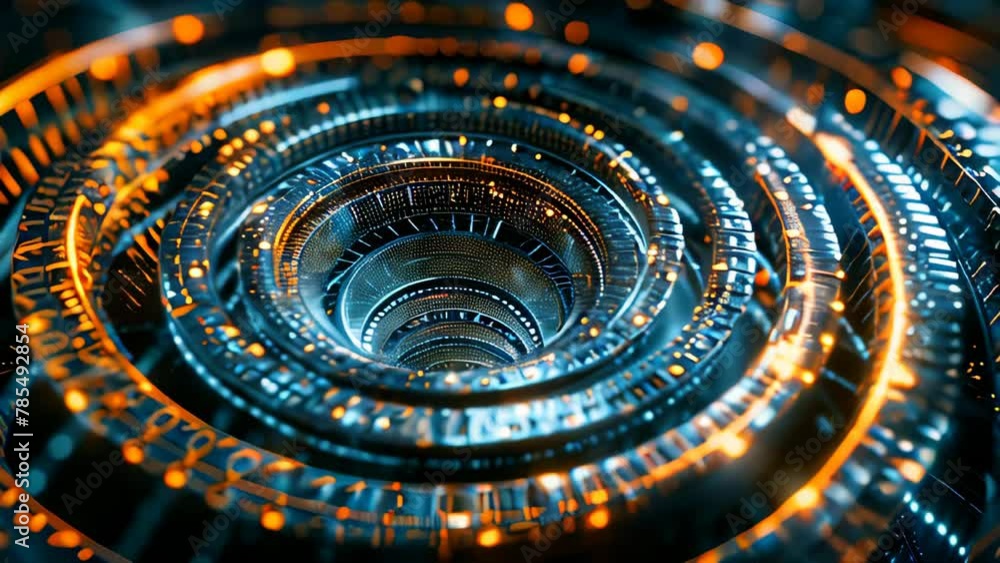 Poster abstract technology and data circle background animation