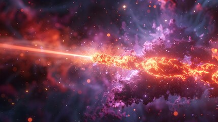 Quantum Symphony: Laser Ignites Antimatter Creation. Concept Particle Physics, Laser Technology, Quantum Mechanics, Antimatter, Scientific Discoveries - obrazy, fototapety, plakaty