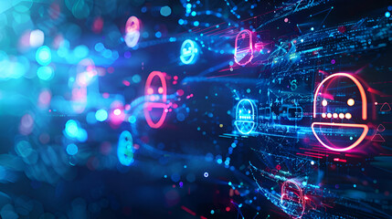 Obraz premium Chatbot, chatting media, social networking, social media, digital technology, internet, information flow, ai digital technology, data mining and fragmentation, multilevel marketing, quantum technology