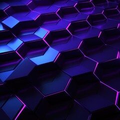 Obraz na płótnie Canvas Violet dark 3d render background with hexagon pattern