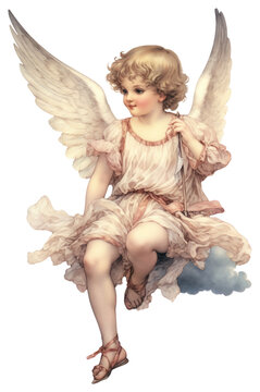 PNG A little child angel white background representation spirituality. AI generated Image by rawpixel.