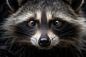 A close up of a raccoon - obrazy, fototapety, plakaty