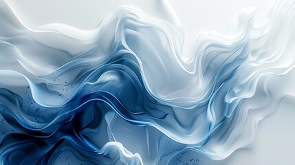 Abstract Blue Wave Silk Fabric