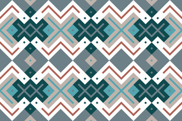 Obraz premium Ikat Seamless Pattern Embroidery Background. Ikat Damask Geometric Ethnic Oriental Pattern traditional.aztec Style Abstract Vector design for Texture,fabric,clothing,wrapping,sarong.
