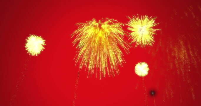 Image of firework display over red background
