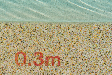 Entrance to the pool with a depth indication of 0.3 meters.