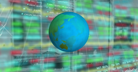 Image of globe and financial data processing