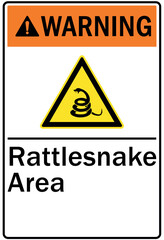 Snake warning sign rattlesnake area