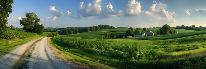 Scenic View of Expansive Ohio Farmland Real Estate for Sale - obrazy, fototapety, plakaty