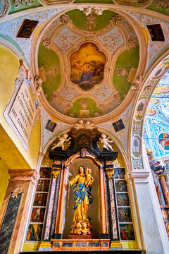 The interior of St Abundius Church (Chiesa Parrocchiale di Sant'Abbondio), Collina d'Oro, Switzerland