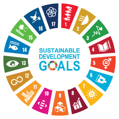 Goals for addressing poverty worldwide and realizing sustainable development. SDGs illustration vector