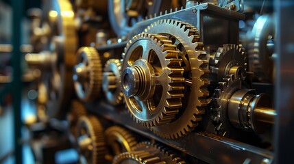 Interconnected Gears Illustrating Efficiency