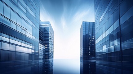Fototapeta na wymiar modern office building with skyscrapers and blue sky background, business concept