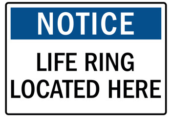 Wear life jacket warning sign life ring located here