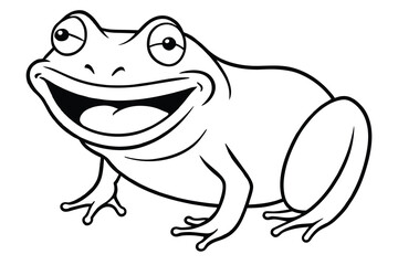 frog laughing, line art, vector illustration