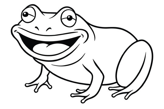 recommend clip art: frog laughing, line art, vector illustration