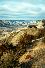 Landscape of the Riverbend Outlook at Theodore Roosevelt National Park North Unit in Spring - obrazy, fototapety, plakaty