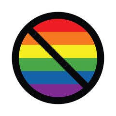 anti LGBT sign 6 colors rainbow round icon say no to lgbt