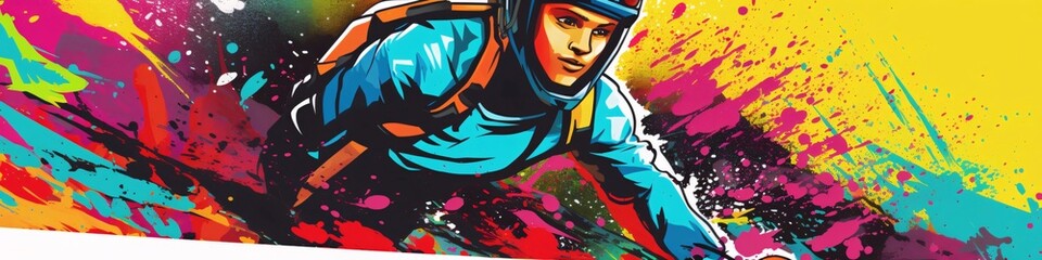 Colorful background with a motocross rider. Vector illustration.
