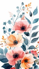 Tranquil watercolor floral bunch