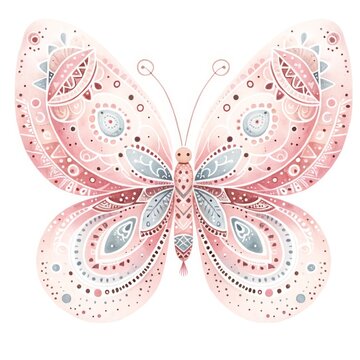 a butterfly BOHO pattern insect watercolor clipart