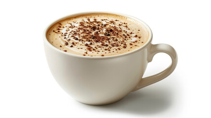 A cup of cappuccino with chocolate sprinkles.