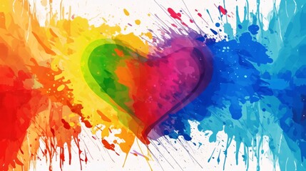 abstract colorful background with paint splashes and heart. vector illustration