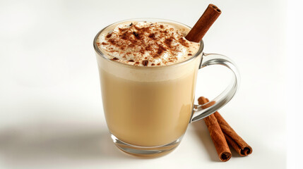 Glass of eggnog with cinnamon