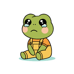 Tearful Green Frog in Yellow Overalls