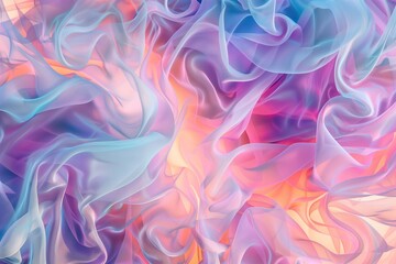 Ethereal Abstract Waves in Vibrant Pastel Colors Ideal for Backgrounds and Wallpapers - obrazy, fototapety, plakaty