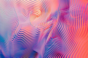 Vibrant Abstract Art with Fluid Wavy Lines in Pink and Blue Hues