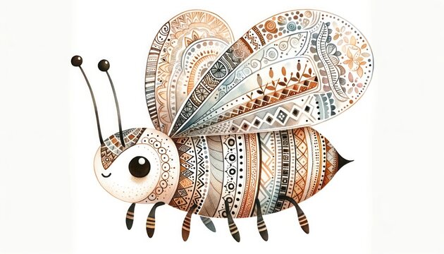 bee BOHO pattern insect watercolor clipart