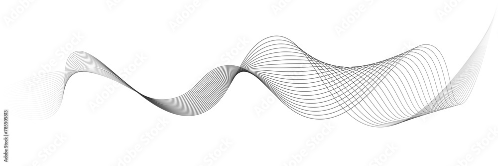 Wall mural flowing dots particles wave pattern 3d curve halftone black gradient curve shape isolated on white b