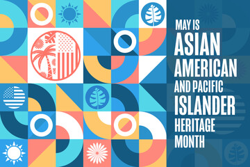May is Asian American and Pacific Islander Heritage Month. Holiday concept. Template for background, banner, card, poster with text inscription. Vector EPS10 illustration.