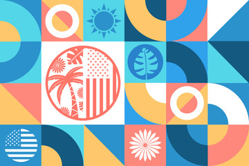 May is Asian Pacific American Heritage Month. Seamless geometric pattern. Template for background, banner, card, poster. Vector EPS10 illustration. © bulgn