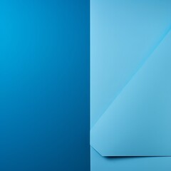 Sky Blue background with dark sky blue paper on the right side, minimalistic background, copy space concept