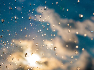 drops of rain on window glass