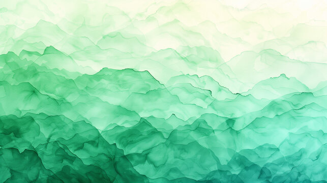 Abstraction aquarelle de montagnes en dégradé de vert